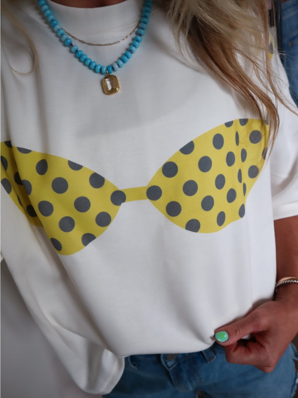 Bikini Graphic Tee yellow polka dot ADORABLE
